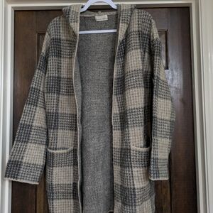 Plaid Hooded Cardigan